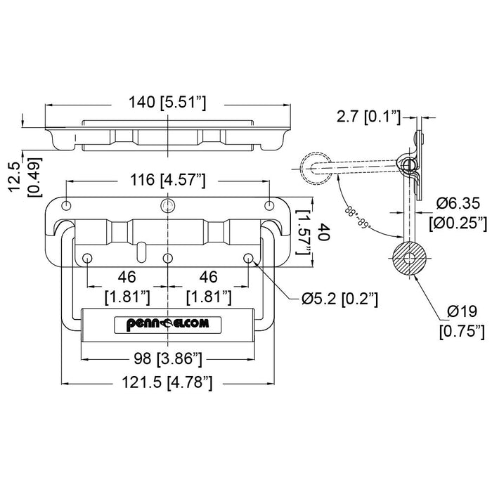H1053Z - Penn Elcom - H1053Z - Sprung Surface Handle - Zink
