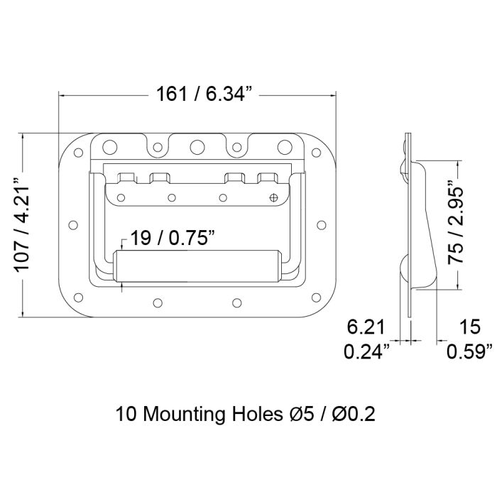 H1064Z - Penn Elcom - H1064Z - Rivet Protected Recessed Handle - Zink