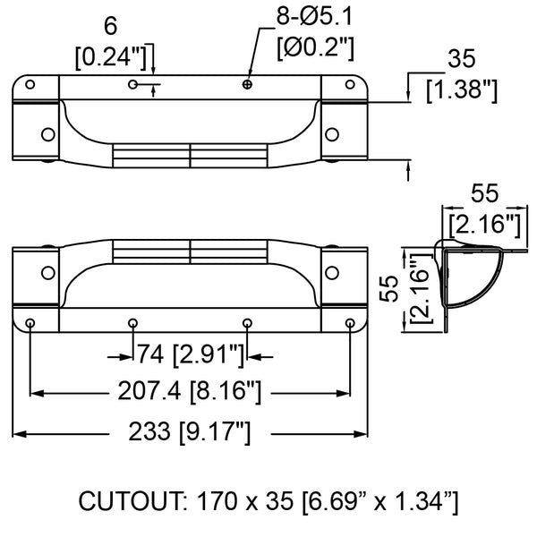 H2026K - Penn Elcom - H2026 - Corner Handle.