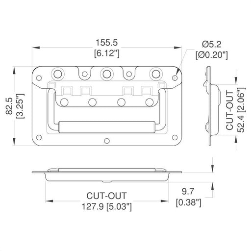 H7148K - Penn Elcom - H7148K - Slim Lid Rivet Protected Recessed Handle
