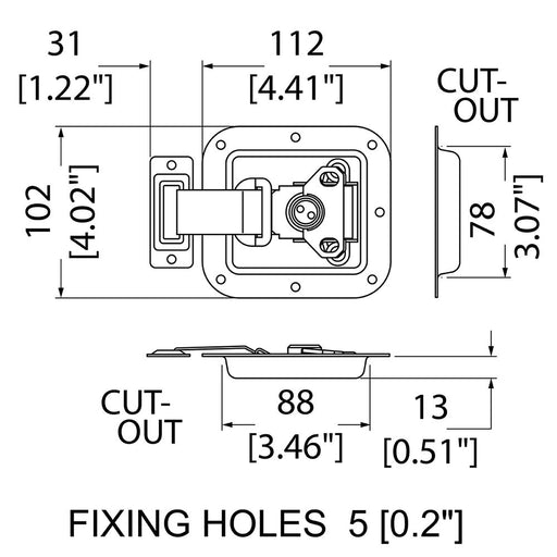 L0965/L - Penn Elcom - L0965/L - Padlocking Butterfly Catch with Extended Slide