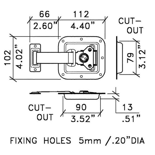 L0966Z - Penn Elcom - L0966Z - Butterfly Catch with Extended Arm and Remote Catch Plate.
