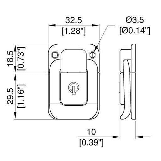 L1290C - Penn Elcom - L1290C - Small Chrome Draw Bolt with Key Lock.