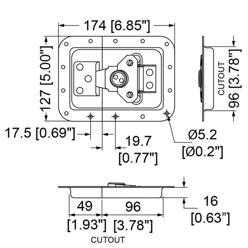 L925/525S - Penn Elcom - L925/525S - Large Latch in Plain Dish - Stainless Steel