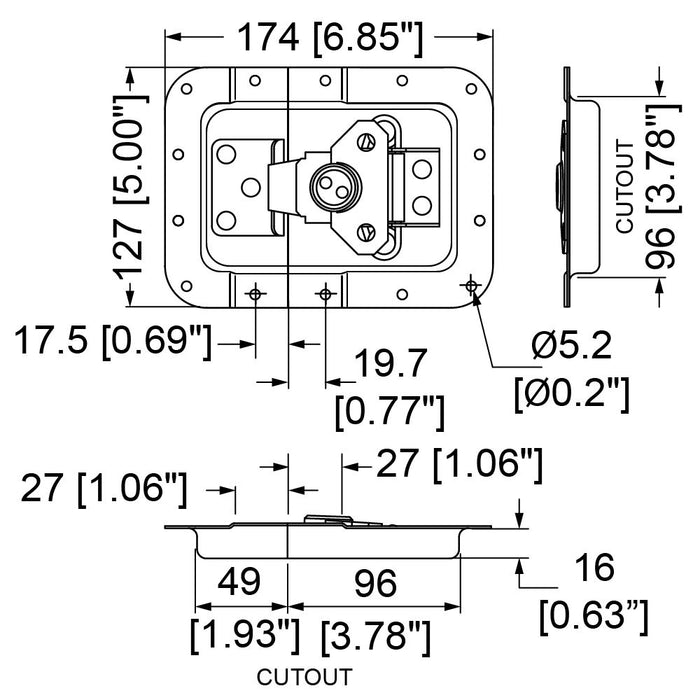 L925/527Z - Penn Elcom - L925/527Z - Large Latch in Offset Dish