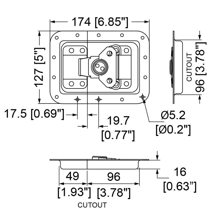 L944/525MOL - Penn Elcom - L944/525MOL - Large MOL Latch in Plain Dish