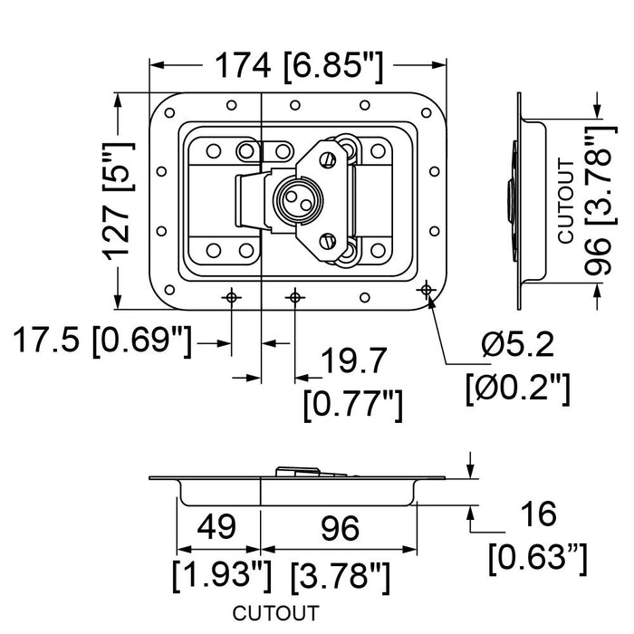 L944/528MOL - Penn Elcom - L944/528MOL - Large MOL Latch in Plain Dish