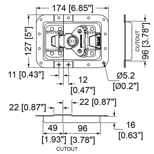 L944/578/10MOL3 - Penn Elcom - L944/578/10MOL3 - Large MOL3 Latch in 10mm Offset Dish