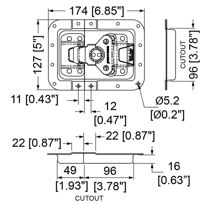 L944/578/10MOL3 - Penn Elcom - L944/578/10MOL3 - Large MOL3 Latch in 10mm Offset Dish