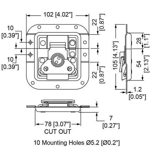 L978/928/07 - Penn Elcom - L978/928/07 - Medium MOL Latch in Offset Dish