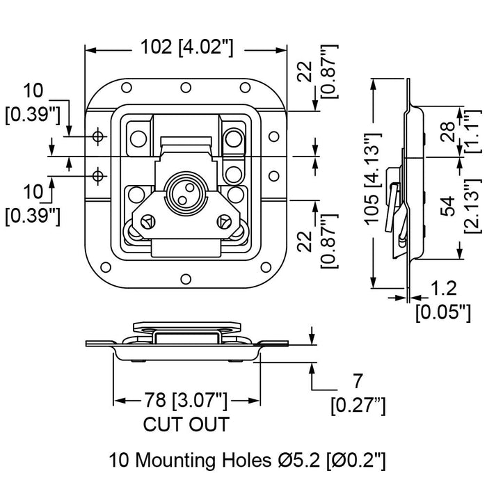 L978/928/07 - Penn Elcom - L978/928/07 - Medium MOL Latch in Offset Dish