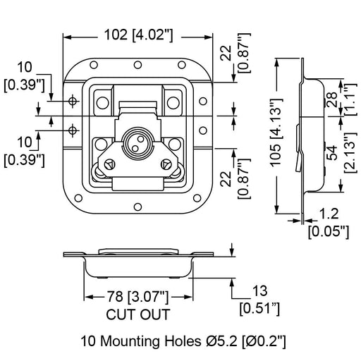 L978/928 - Penn Elcom - L978/928Z - Medium MOL Latch in Offset Dish