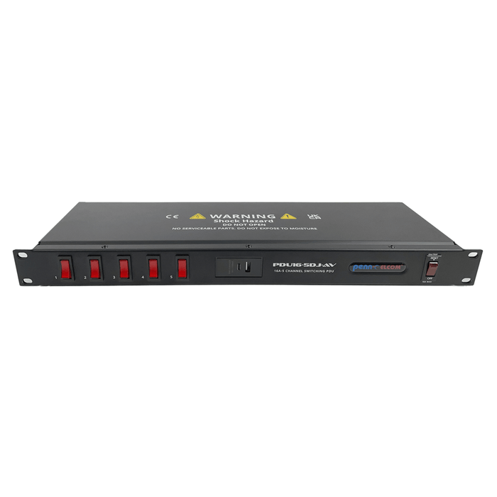 PDU16-5DJ-AV-AU - Penn Elcom - PDU16-5DJ-AV-AU - Type 1 1U 16A 5 Channel Switched Power Distribution Unit.