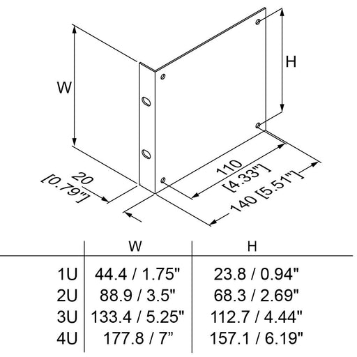 R1206/1U - Penn Elcom - R1206 - Rack Mounting Bracket - Sold Individually.
