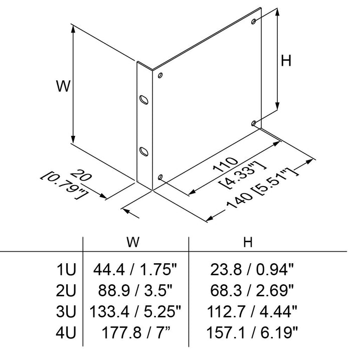 R1206/1U - Penn Elcom - R1206 - Rack Mounting Bracket - Sold Individually.