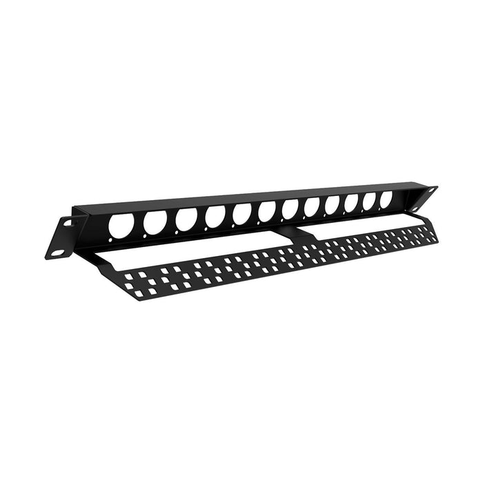 R1270-1U-12 - Penn Elcom - R1270-12 - 1U Reversable Rack Panels With Lacing Bar - Punched for 12 x D-Series Connectors.
