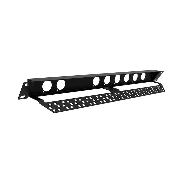 R1270-1U-PC - Penn Elcom - R1270-1U-PC - 1U Reversible Tilted Rack Panel with Lacing Bar - Punched for 6 x D-Series and 2 x PowerCon.