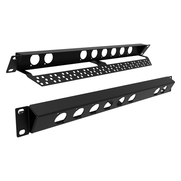 R1270-1U-PC - Penn Elcom - R1270-1U-PC - 1U Reversible Tilted Rack Panel with Lacing Bar - Punched for 6 x D-Series and 2 x PowerCon.