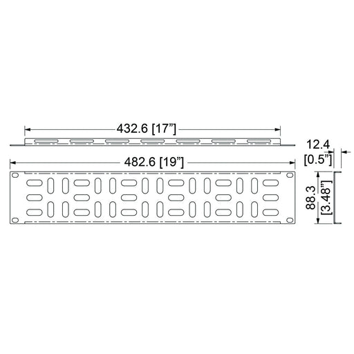 R1317 - Penn Elcom - R1317 - 2U Horizontal Lacer Panel With A Matrix Of Holes.