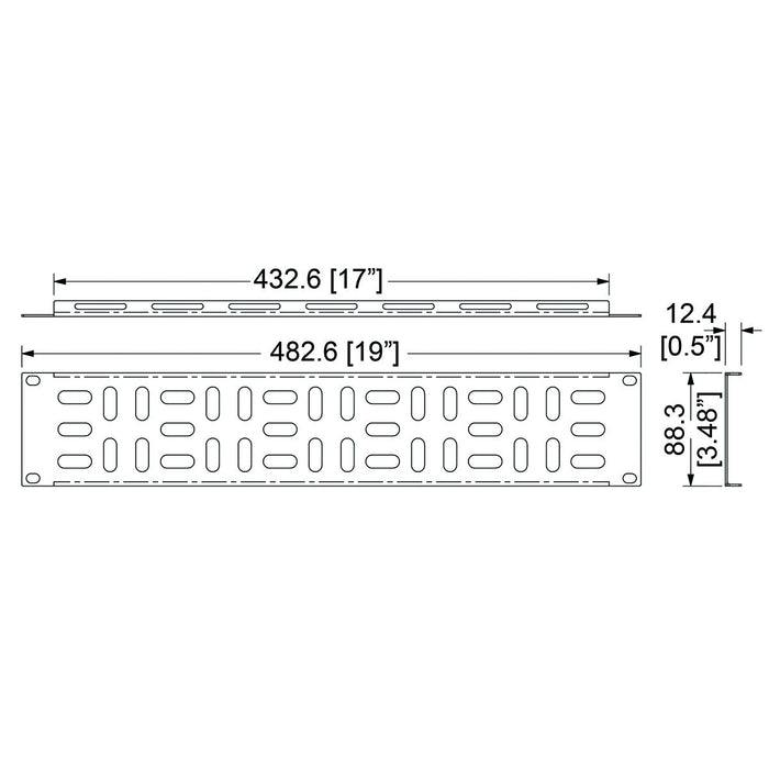 R1317 - Penn Elcom - R1317 - 2U Horizontal Lacer Panel With A Matrix Of Holes.