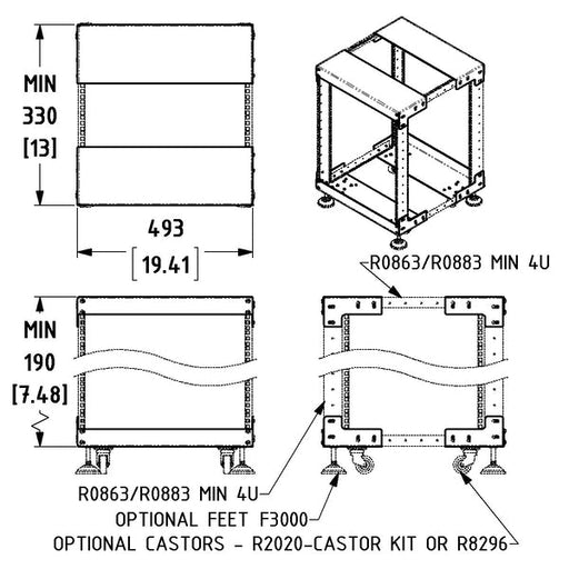 R8230-TB - Penn Elcom - R8230-TB - Open tower rack system, top and base kit (rack strip separate)