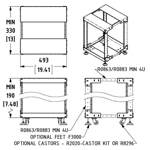 R8230-TB - Penn Elcom - R8230-TB - Open tower rack system, top and base kit (rack strip separate)