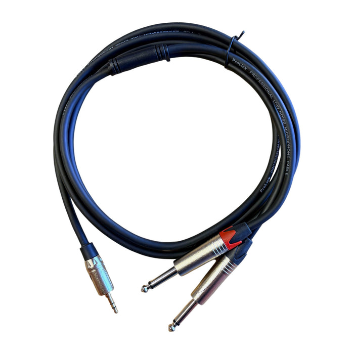 PL-C01-3-JK-2M - ProLink - PL-C01-3-JK-2M - 2m 3.5mm Jack to 2 x 1/4" Jacks.