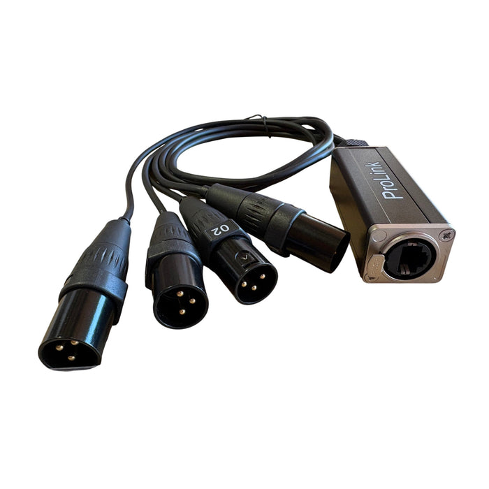 PL-CAT-3M - Prolink - PL-CAT-3M - 4 Channel 3-Pin XLR Male to Single Ethercon Multi tails.