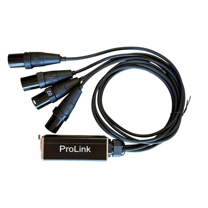 PL-CAT-3M - Prolink - PL-CAT-3M - 4 Channel 3-Pin XLR Male to Single Ethercon Multi tails.
