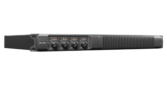 QX4150 - Quest - QX4150 - 4 x Channel Power amplifier, 150W per ch,4Ω-16Ω, 2 CH 300W 70v-100v, analogue input. Optional Dante/AES67 Version.