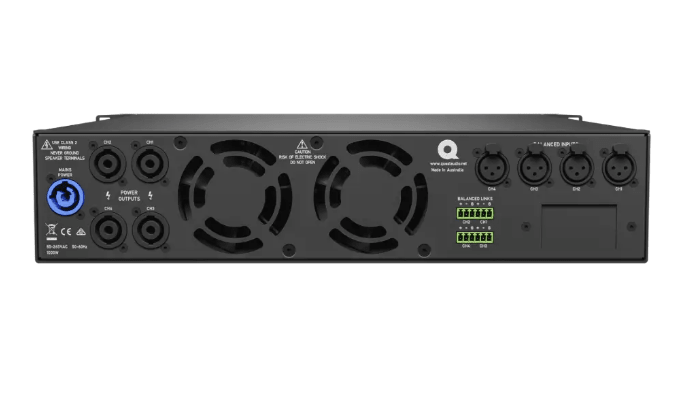 QX41500 - Quest - QX41500 - 4 x Channel Power amplifier, 1500W per ch,4Ω-16Ω, 70v-100v, analogue input. Optional Dante/AES67 Version.