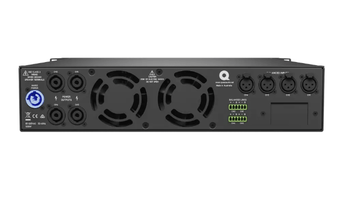 QX4750 - Quest - QX4750 - 4 x Channel Power amplifier, 750W per ch,4Ω-16Ω, 2 CH 1500W 70v-100v. Optional Dante/AES67 Version.