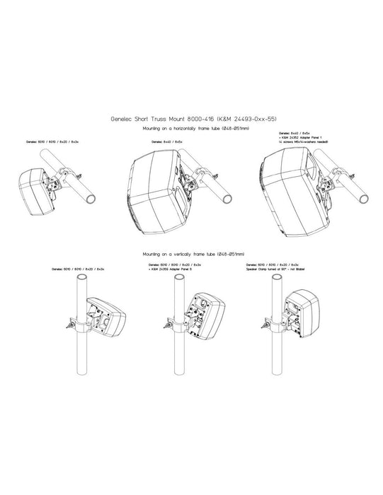 K&M - 24493-021-55 - Genelec 8000-416C Short Truss Mount