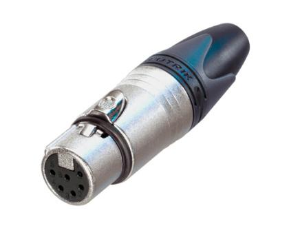 Neutrik - NC6FXX - 6 pole female cable connector with Nickel housing and silver contacts.
