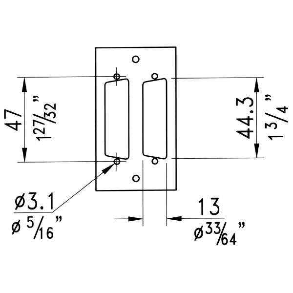 Penn Elcom - 20515-20 - Module, 2U x 1M, 2 D-Sub 25