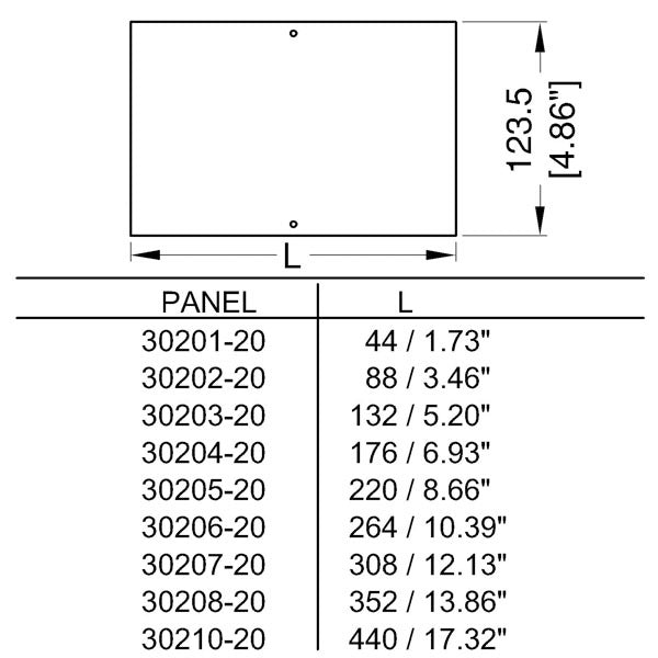 Penn Elcom - 30202-20 - Module, 3U x 2M, plain