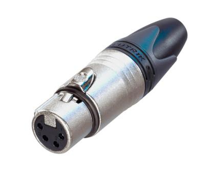 Neutrik - NC4FXX - 4 pole female cable connector with Nickel housing and silver contacts.