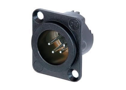 Neutrik - NC4MD-LX-B - 4 pole male receptacle, solder cups, black metal housing, Gold contacts.