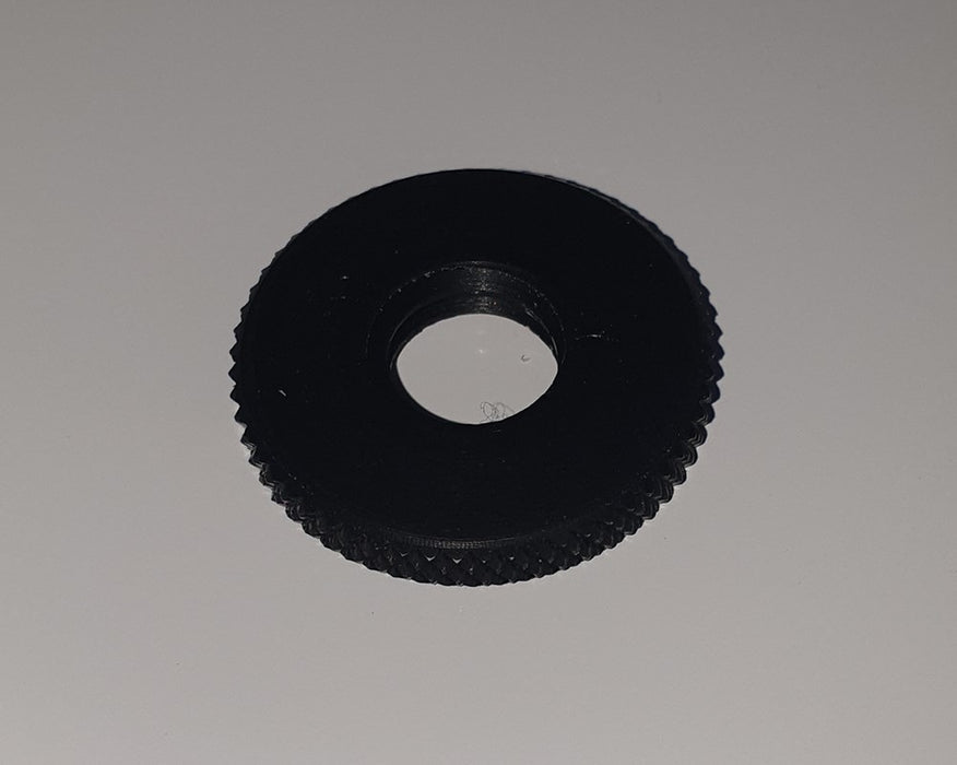 K&M - 03-31-556-15 - Aluminum knurled threaded disc [black] for end of mic and booms - 5/8".