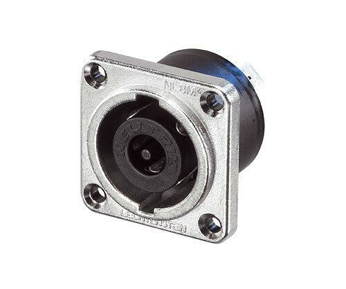 Neutrik - NLT8MPXX - 8-pole male chassis connector, Nickel housing, solder or ?" flat tabs.