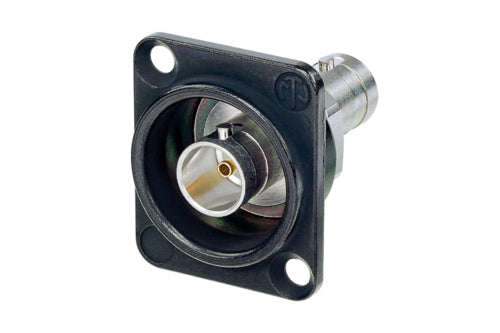 Neutrik - NBB75DFGB - Grounded BNC chassis connector, feedthrough in black D-shape housing