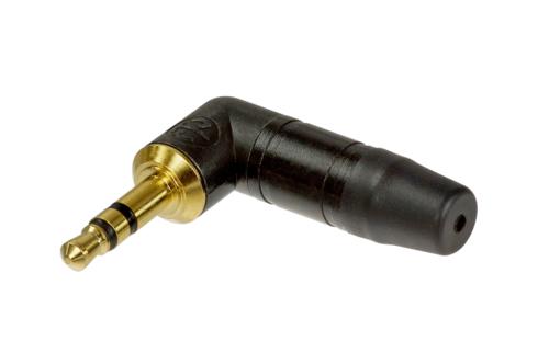 Neutrik - NTP3RC-B - 3 pole 3.5 mm audio plug, solder termination, chuck type strain relief, bushing, black housing, gold contacts.