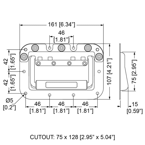 Penn Elcom - H1061Z - Rivet Protected Recessed Handle - Zink