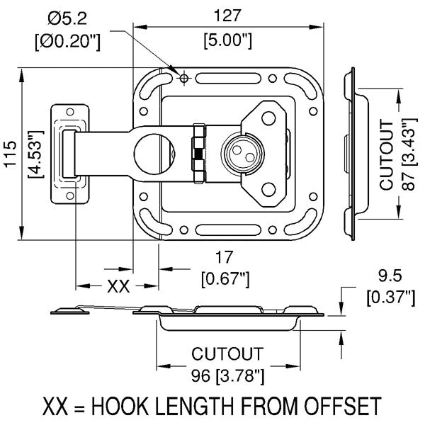 Penn Elcom - L0747/38 - Valance Spanning Overlatch in 10mm Offset Dish, Zinc.