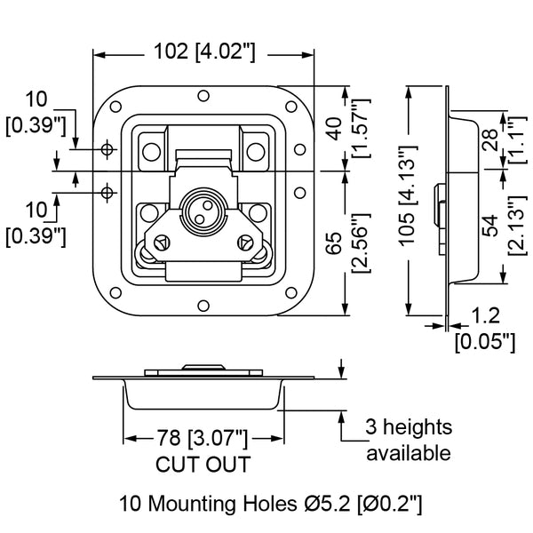 Penn Elcom - L907/928/10 - Medium MOL Latch in Offset 10mm Deep Dish