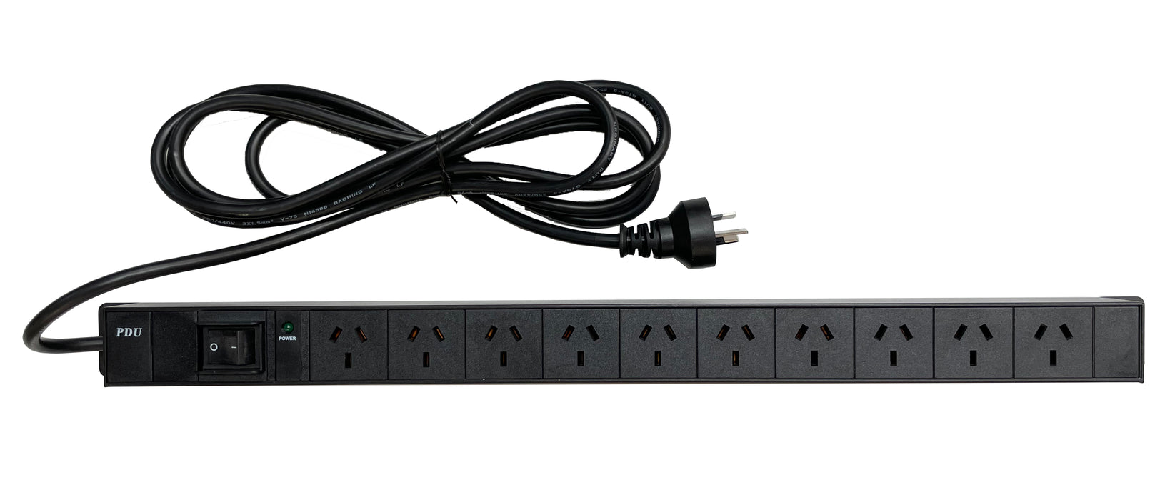 Penn Elcom - PDU-AU-10B - 10 way vertical PDU with 3m/118" mains cable with 16A power connector.