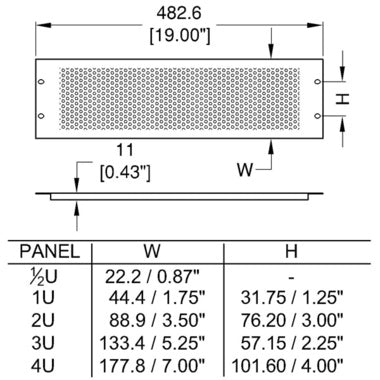 Penn Elcom - R1286/4UVK - Perforated Steel Rack Panel.