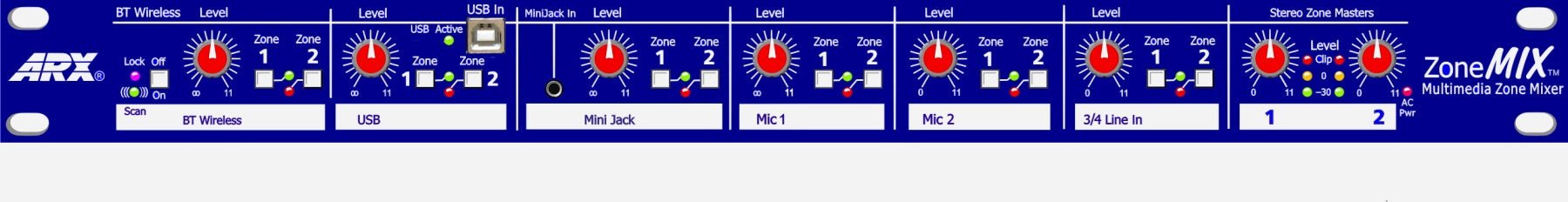 ZoneMix - ARX - ZoneMix - Wireless Audio, USB, Mic/Line Zone Mixer