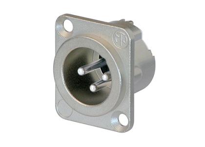 Neutrik - NC3MD-LX - 3 pole male receptacle, solder cups, Nickel housing, silver contacts.