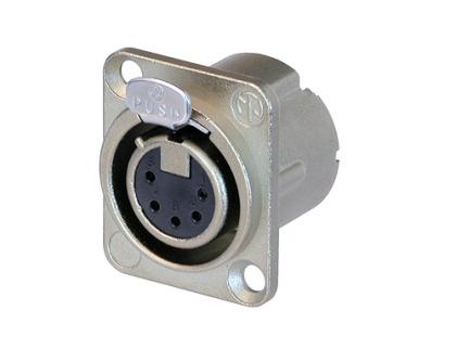 Neutrik - NC5FD-LX - 5 pole female receptacle, solder cups, Nickel housing, silver contacts.